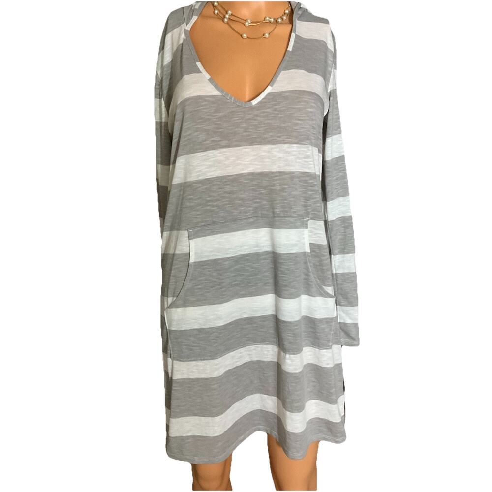 MERONA Long Sleeve V-neck Hoodie Knit Sweater size S Gray